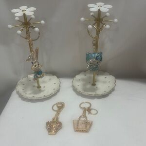 Gold and Blue Keychain Set of 4